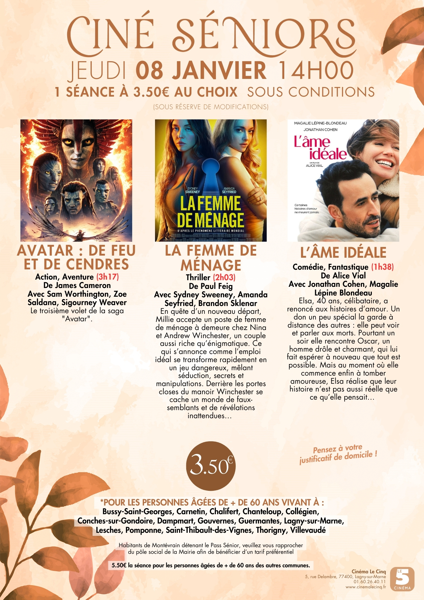 Ciné seniors 8 janvier 2026